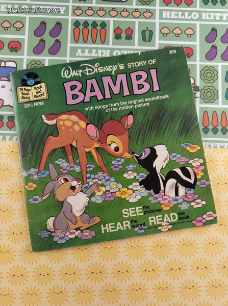 Vintage 1977 33-1/3 RPM Walt Disney's Bambi Book & Record