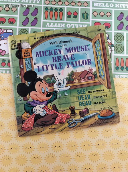 Vintage 1968 33-1/3 RPM Walt Disney's Mickey Mouse, Brave Little Tailor Book & Record