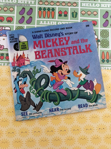 Vintage 1970 33-1/3 RPM Walt Disney's Mickey and the Beanstalk Book & Record