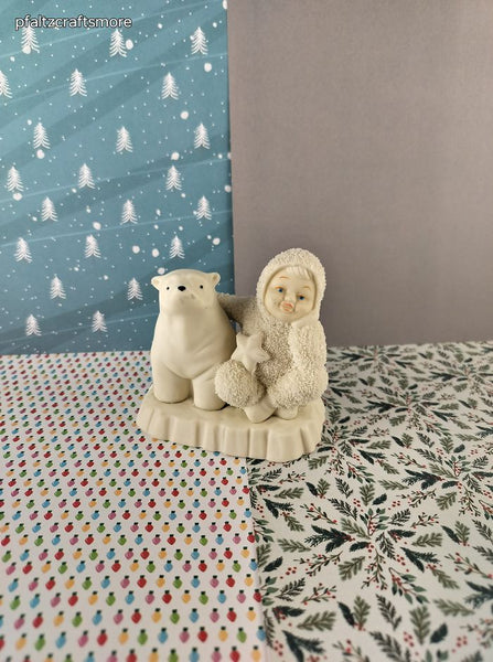 Vintage Snowbabies Department 56 Wintery Seasonal Angel w/Polar Bear Figurine