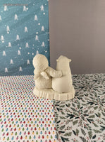 Vintage Snowbabies Department 56 Wintery Seasonal Angel w/Polar Bear Figurine