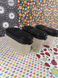 Vintage Tupperware 1843-28 Black Lid Spice Shaker/Container, Clean Set/3