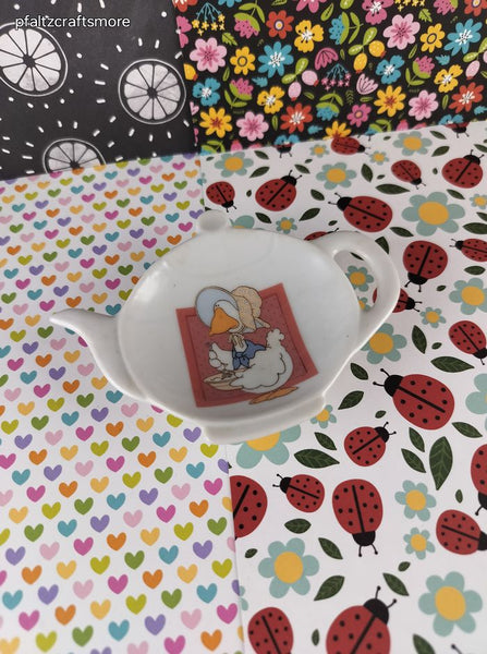 Vintage 1985 George Good by Fabrizio JAPAN China White Goose Tea Bag Rest