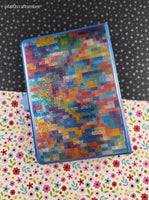 Vintage Stickopotamus Sticker Binder, Blue Glittery Geometric Patterned