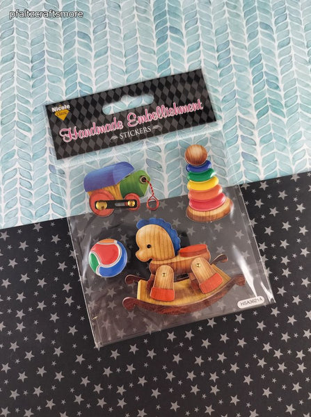 Nicole Classic Handmade Embellishment Rocking Horse 3-Dimensional Sticker Pack, New/Sealed