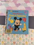 Vintage 1987 First Little Golden Book Disney Babies Baby Mickey's Book of Opposites Hardcover