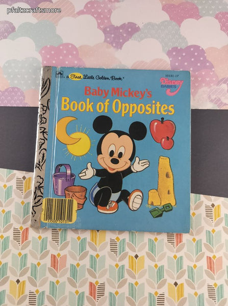 Vintage 1987 First Little Golden Book Disney Babies Baby Mickey's Book of Opposites Hardcover