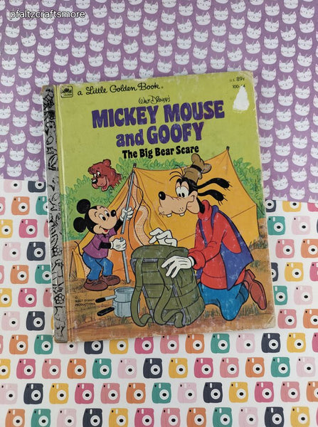 Vintage 1978 Little Golden Book: Walt Disney's Mickey Mouse and Goofy the Big Bear Scare Hardcover
