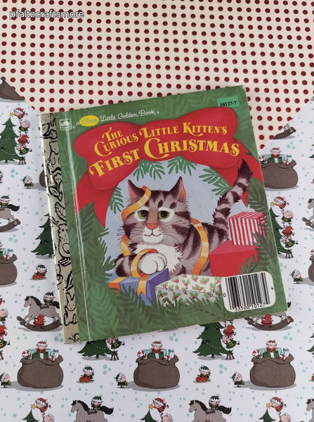 Vintage 1984 First Little Golden Book The Curious Little Kitten's First Christmas Hardcover