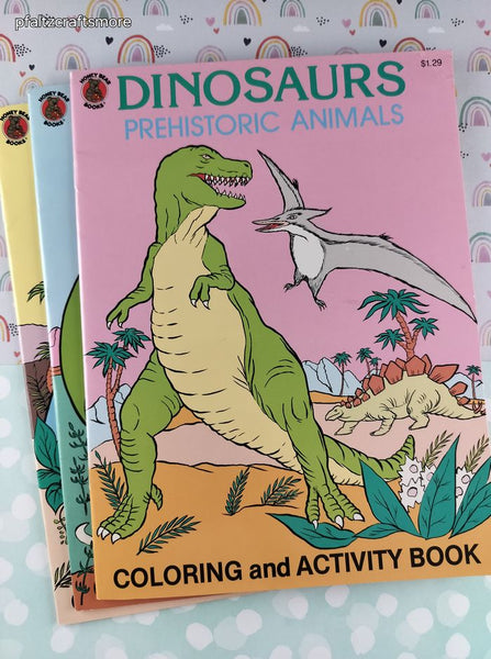 Vintage 1992 Honey Bear Books Dinosaur Children's Activity Books Set/3