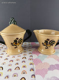 Vintage Metlox Poppytrail Homestead Provincial Sugar Bowl w/Lid + Creamer Dish Set, CLEAN