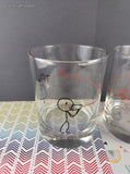 Human Touch "Tin-Can Telephone Love" Cute Stick Figure Couple Heavy-Bottom Glass Tumblers Set/2