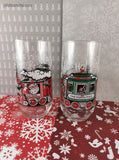 Vintage Coca-Cola Classic McCrory Stores Christmas Santa Claus Express Glass Tumblers Set/2