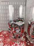 Vintage Coca-Cola Classic McCrory Stores Christmas Santa Claus Express Glass Tumblers Set/2