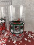 Vintage Coca-Cola Classic McCrory Stores Christmas Santa Claus Express Glass Tumblers Set/2