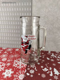 Vintage Coca-Cola Santa Claus Christmas Tall Glass Stein w/Handle Happy Holidays