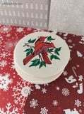 Vintage Coasterstone Stoneware Christmas Winter Holiday Cardinals Couple, Nice & Clean