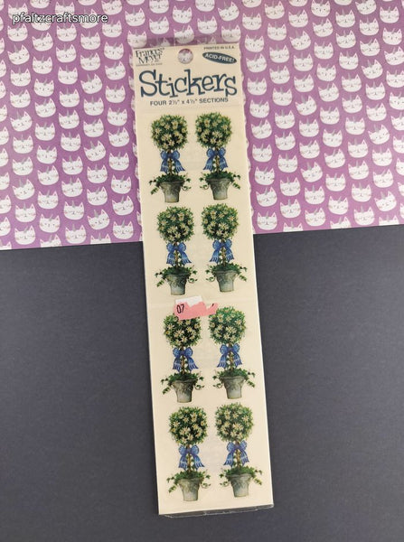 Vintage Frances Meyer Floral Topiary Stickers, 2 Sheets New & Sealed