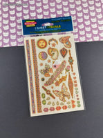 Vintage StickerTime Temporary Tattoos SHINY Butterflies Sun & Moon, 1 Sheet New / Sealed