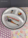 RARE Vintage National Hot Rod Association 3 pc Dinnerware Set Melamine UNUSED Open Box