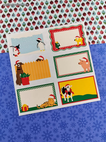 Vintage 2001 Mrs. Grossman's Christmas Labels, Animals Sticker Sheet, Unused