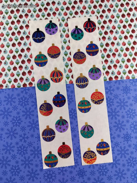 Vintage 1997 Mrs. Grossmans Christmas SHINY Colorful Ornaments Sticker Sheets, Set/2