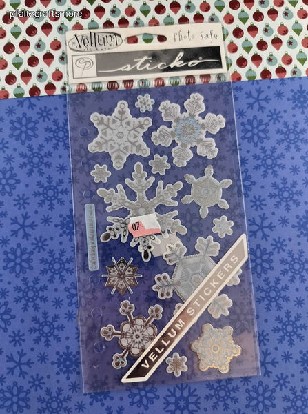 Vintage Sticko Stickers, Shimmer Shiny Winter Snowflakes, 1 Sheet New & Sealed