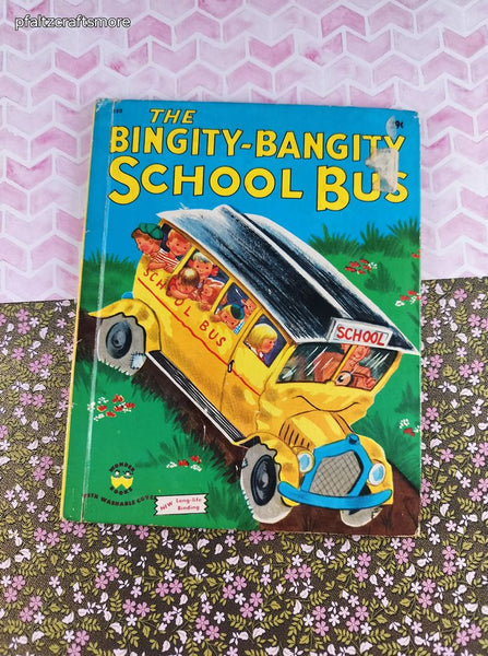 Vintage 1950 Wonder Book The Bingity-Bangity School Bus Hardcover