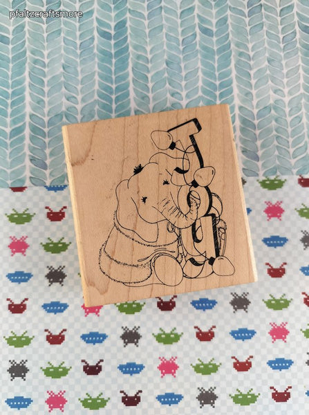 Inky Antics by Vicki Schreiner M2-0706-J Christmas Joy Elephant Wooden Block/Rubber Stamp