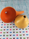Vintage Tupperware 227-3 + 227-6 Orange/Yellow Funnels, Clean Set/2