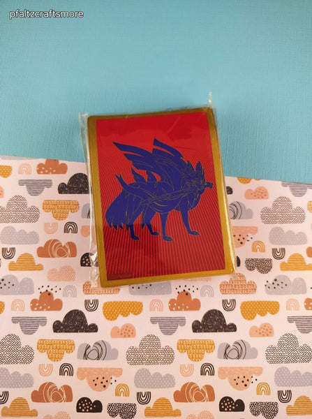 Pokemon TCG Decorative Card Sleeves; Zacian Sword & Shield Red Blue 65 Sleeves