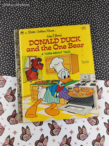 Vintage 1978 Little Golden Book: Walt Disney's Donald Duck and the One Bear A Turn-About Tale Hardcover