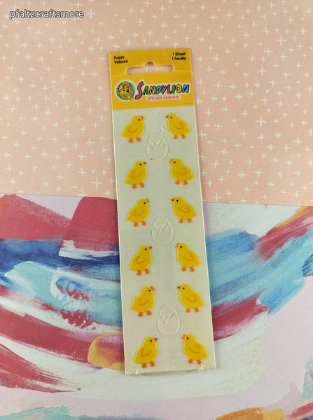 Vintage Sandylion Stickers, FUZZY "Baby Chicks", 1 Sheet New & Sealed