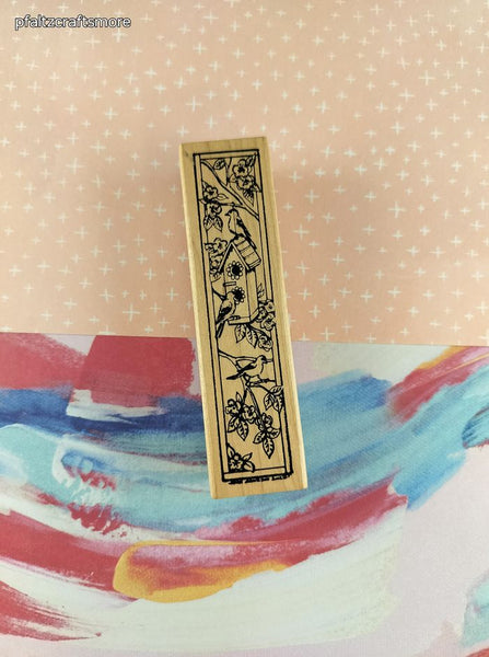 Northwoods Rubber Stamps, Inc. Spring Floral Birds & Birdhouses Wooden Block/Rubber Stamp