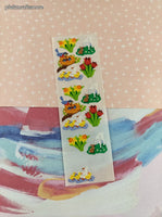 RARE HTF Vintage Sandylion Stickers, Spring Robin Ducklings Floral Kromekote, 1 Sheet Partially Used