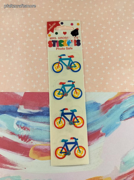 Vintage Mrs. Grossman's Stickers, Colorful Bicycles, 3 Sheets New & Sealed