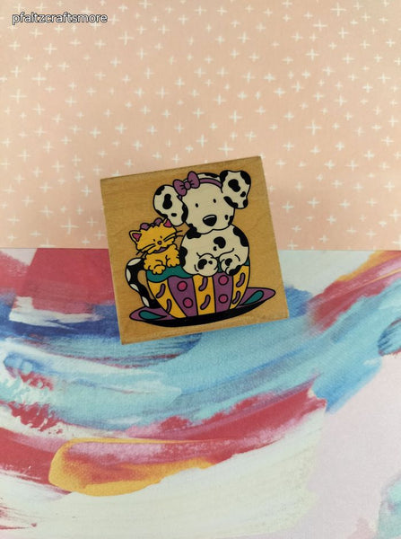 Vintage 1996 All Night Media Sanrio Spottie Dottie Two for Tea 924F Wooden Block/Rubber Stamp