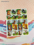 Vintage Woodland Animals Full Sticker Sheet, Clean & Unused