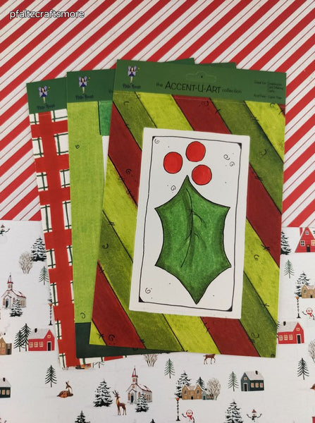 Vintage 2001 Christmas Festive Pixie Press the Accent-U-Art Collection Cardstock Cuts Set/3