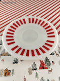 Vintage 1950's Hazel Atlas Candy Cane Striped Milk Glass Saucer, Nice & Clean, Like New