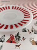 Vintage 1950's Hazel Atlas Candy Cane Striped Milk Glass Saucer, Nice & Clean, Like New