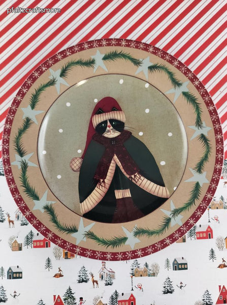 Vintage Oneida Christmas Holiday Cats Lunch/Salad Plate, Nice & Clean 8.25"