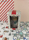 Vintage Merry Gifts of Christmas Teddy Bear 3" Vinyl Doll Ornament, NIB