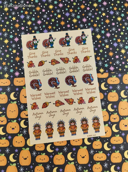 Vintage Thanksgiving Turkeys Full Sticker Sheet AGC American Greetings, 4" x 6" Unused