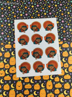 Vintage Thanksgiving Turkeys Full Sticker Sheet Hallmark Cards, 4.5" x 6" Unused