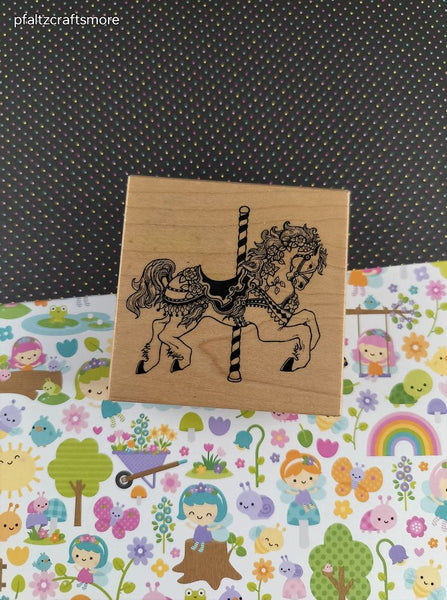 Vintage 1991 PSX Carousel Decorated Horse G-994 Wooden Block/Rubber Stamp