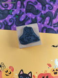 Vintage 2004 Stampendous Peek-a-Book Pumpkin w/Kitty Cat F120 Wooden Block/Rubber Stamp