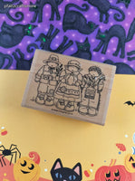 Vintage 1998 Stampin' Up! Thanksgiving Fall Festive Pilgrims Wooden Block/Rubber Stamp