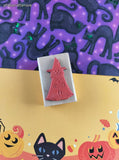 Vintage Mostly Hearts Trick-or-Treating Witch w/Goodie Bag Wooden Block/Rubber Stamp