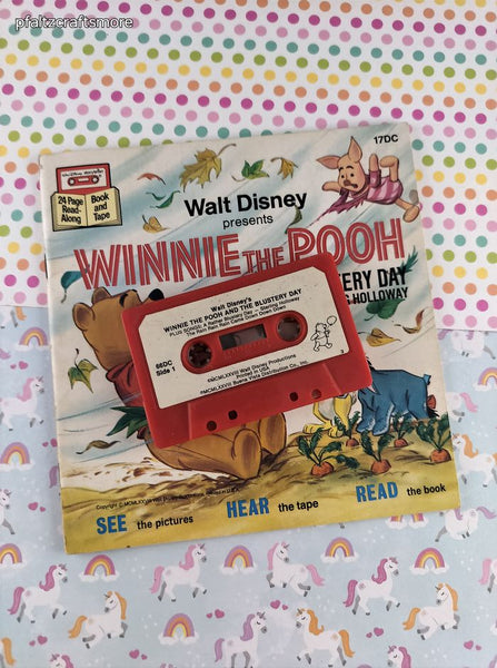 Vintage 1978 Walt Disney Presents Winnie the Pooh and the Blustery Day Book and Tape Softcover